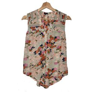 Meadow Rue Anthropologie Floral Sleeveless Blouse